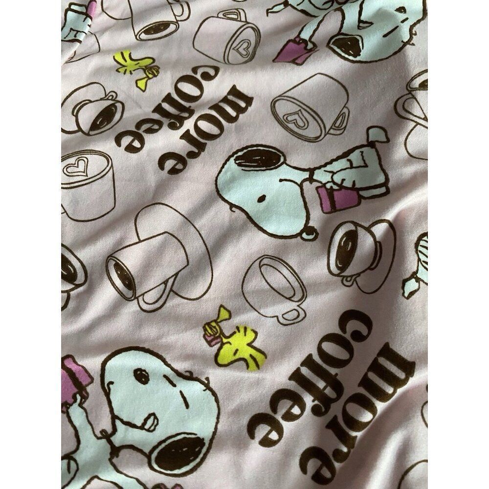 Peanuts SNOOPY Pink Women’s Sz L‎ Pajama PJ Set Pants Short Sleeve More Coffee - Picture 12 of 12